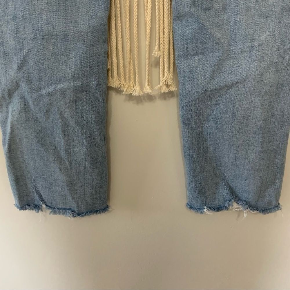 RISEN JEANS High Rise Distressed Raw Hem Straight Leg Jeans Size 5 / 27 - Picture 6 of 16